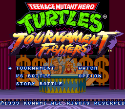 Teenage Mutant Hero Turtles - Tournament Fighters (Europe) Title Screen
